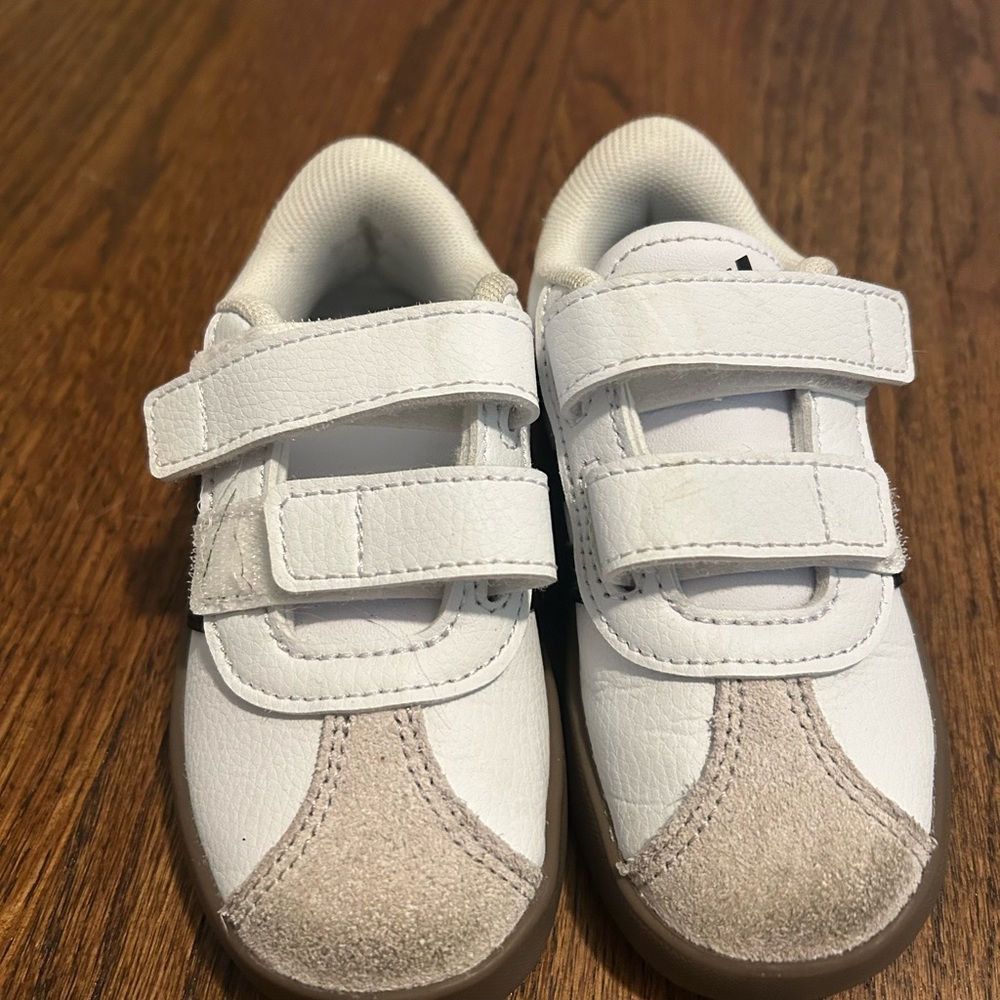 adidas Kids White and Tan Sneakers